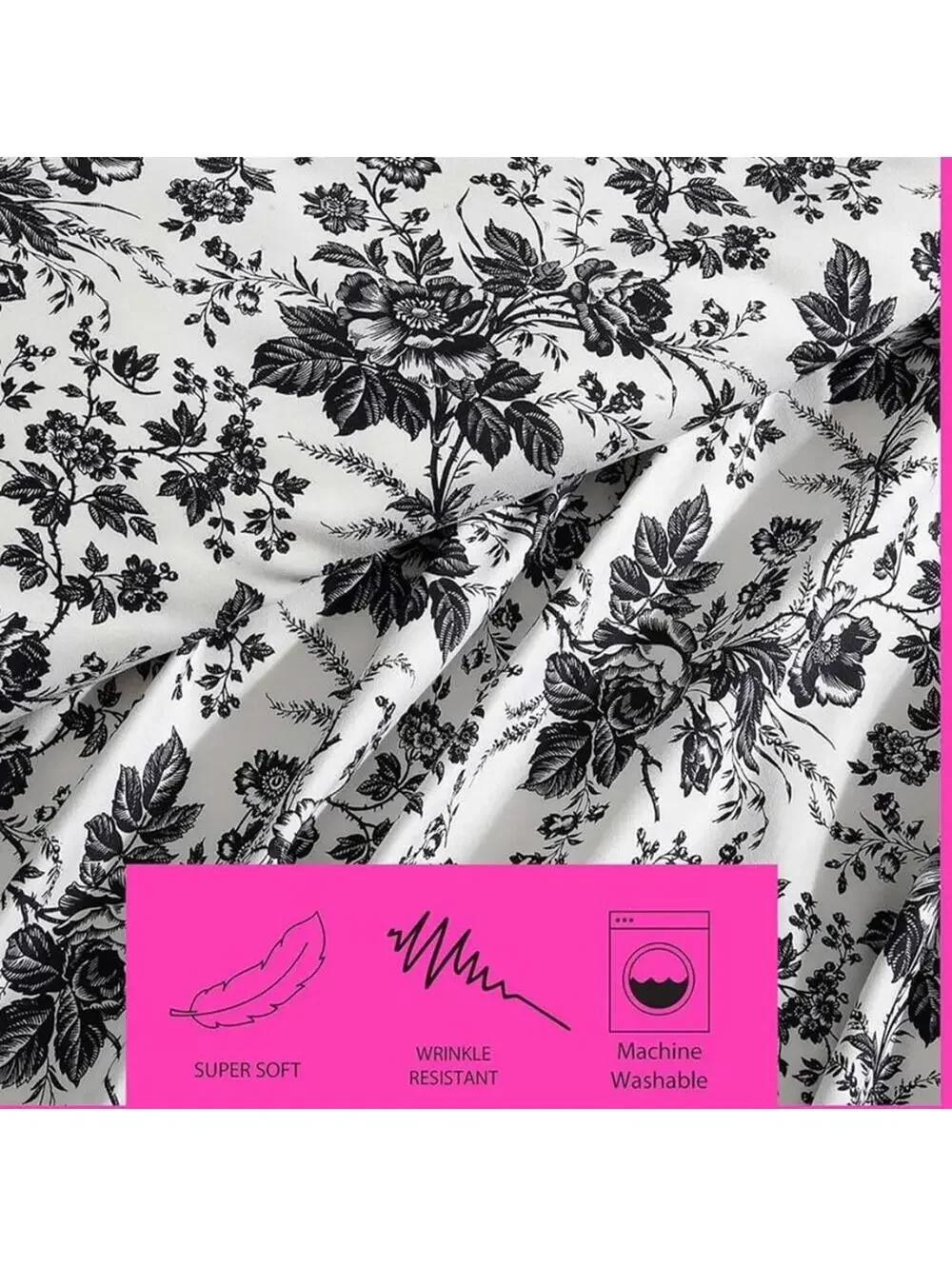 Whimsigoth Betsey Johnson King Duvet Black White Floral Cover matching Pillow